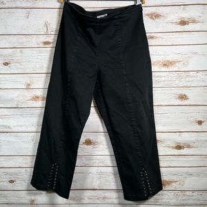 Joseph Ribkoff Black Capris w Studs on Ankles Size 12 Made in Canada